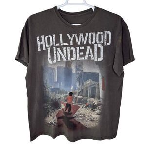 Hollywood Undead Shirt Mens XL Gray Rap Rock Band Tour Concert Y2K Merch